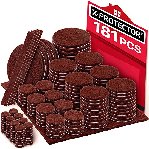 Product Cover X-PROTECTOR Premium Ultra Large Pack Felt Furniture Pads 181 Piece! Felt Pads Furniture Feet All Sizes - Your Best Wood Floor Protectors. Protect Your Hardwood Flooring with 100% Satisfaction!