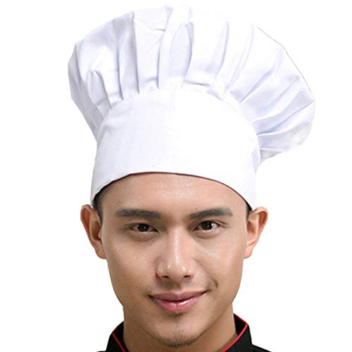 Product Cover Hyzrz Chef Hat Adult Adjustable Elastic Baker Kitchen Cooking Chef Cap, White