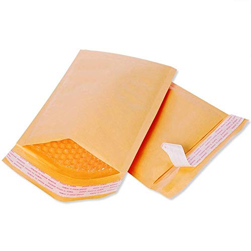 Product Cover Fu Global #000 4x8 Inches Kraft Bubble Mailers Padded Envelopes Pack of 50