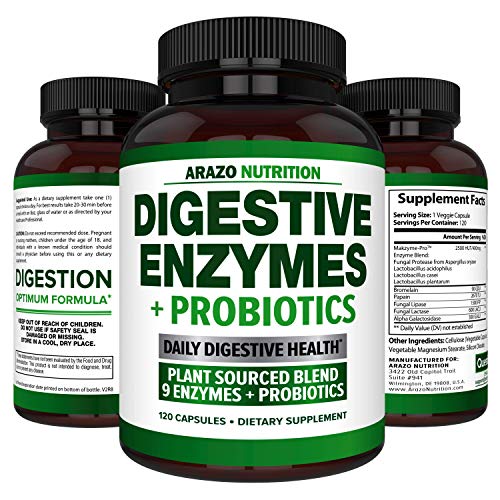 Product Cover BioScience Nutrition Digestive Enzymes with Probiotics MULTI ENZYME Nutritional Supplement Acidophilus Bromelain Papaya Papain Lipase 120 Pills