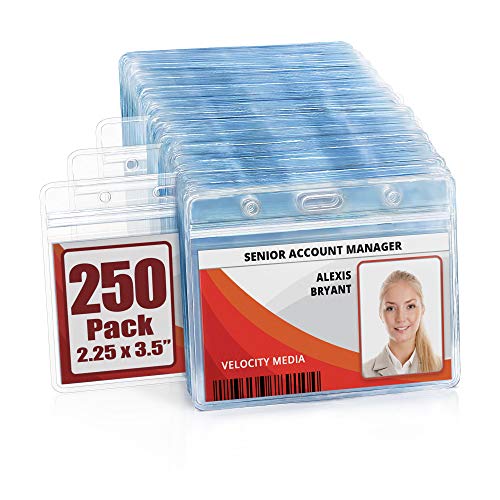 Product Cover MIFFLIN Horizontal ID Name Badge Holder (Clear, 2.25x3.5 Inches, 250 Pack), Waterproof and Resealable Plastic Card Holders