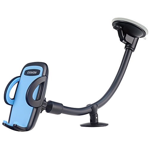 Product Cover EXSHOW Universal Windshield Dashboard 13.6 inches Long Arm Car Phone Mount Holder with Easy Touch and Anti-skid Base for All 3.5-6 inches Cell Phones(Blue)