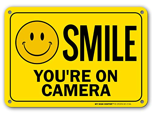 Product Cover Smile You're On Camera Sign - Video Surveillance Security - 10