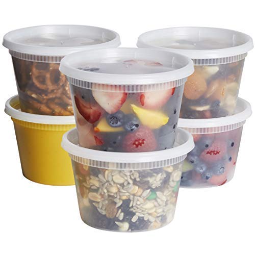 Product Cover [48 Sets] 16 oz. Plastic Deli Food Storage Containers With Airtight Lids