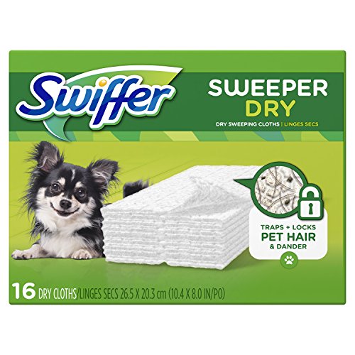 Product Cover Swiffer Sweeper Dry Sweeping Cloths Traps Pet Hair, 16 Unscented Refills