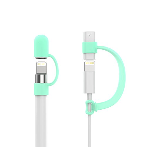 Product Cover MoKo Pencil Cap Holder Compatible with Apple Pencil, Charging to USB Cable + Apple Pencil Cap, Fit New iPad 10.2 2019 / iPad Air 3 / iPad Mini 5（Only for Apple Pencil 1st) - GREEN (Glow in Dark)