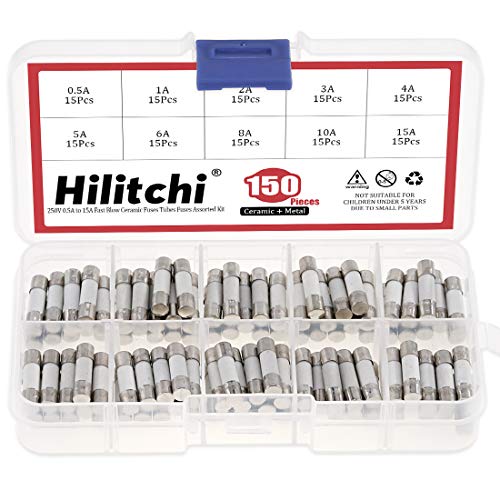Product Cover Hilitchi 150pcs 250V 0.5A to 15A Fast Blow Ceramic Fuses Tubes Fuses Assorted Kit 5 x 20mm