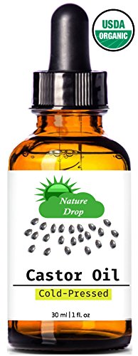 Product Cover Nature Drop's Organic Castor Oil,1 oz - 100% USDA Certified Pure Cold Pressed Hexane free - Best oil Growth For Eyelashes, Hair, Eyebrows, Face and Skin, Triple Filtered, Great for Acne