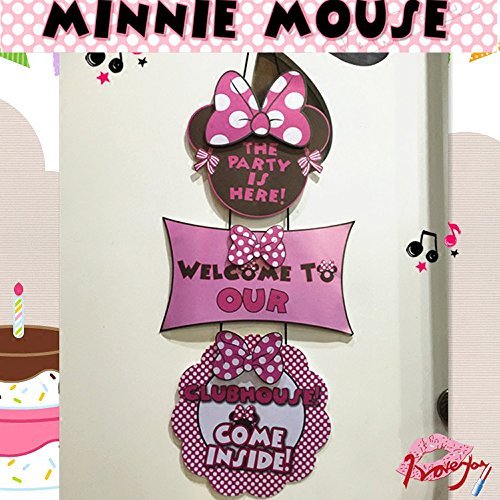 Product Cover Alemon Minnie Mouse Birthday Party Welcome Hanger Door Poster Banner