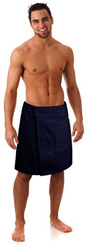 Product Cover Men's Velour Cotton Terry Shower and Bath Towel Wrap Made in Turkey (One Size) (Navy Blue)