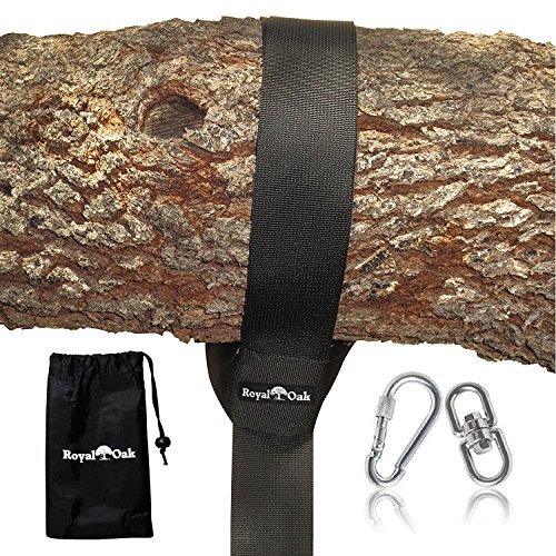 Product Cover EASY HANG (8FT) TREE SWING STRAP - Holds 2200lbs. - Heavy Duty Carabiner - Bonus Spinner - Perfect for Tire and Saucer Swings - Waterproof - Easy Picture Instructions - Carry Bag Included! by Royal Oak