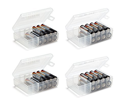 Product Cover Set of 4 - AA and AAA Battery Storage Box, Battery Storage Case, Battery Holder Clear by GlossyEnd