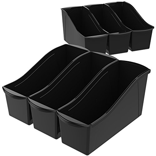 Product Cover Storex Large Book Bin, 14.3 x 5.3 x 7 Inches, Black, Case of 6 (70109E06C)