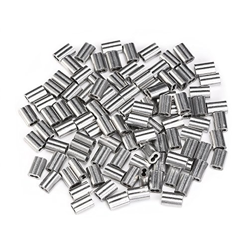 Product Cover eBoot 100 Pieces Aluminum Crimping Loop Sleeve for 1/16 Inch Diameter Wire Rope and Cable