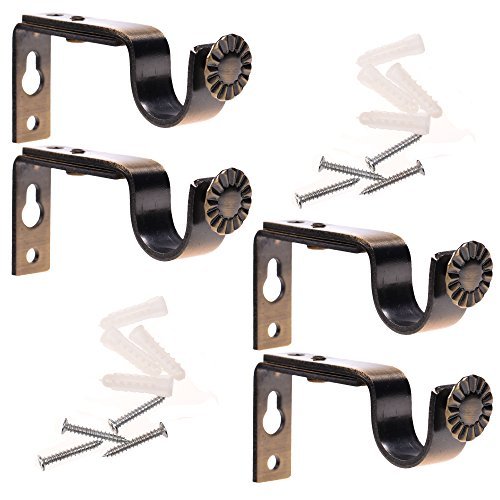 Product Cover BCP Set of 4 Bronze Color Heavy Duty Curtain Rod Brackets for 3/4 or 5/8 Inch Rod