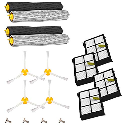 Product Cover Amyehouse 12pcs Replenishement Kit for iRobot Roomba 800 900 Series 805 860 870 871 880 890 960 980 Vacuum Accessories, Replacement Parts with 2 Set Extractors 4 Filters 4 Side Brushes & Screws