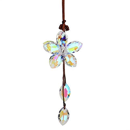 Product Cover UZHOPM Beautiful Crystal Flower Car Pendant Lucky Hanging Ornament Car Interior Decoration Car Accessories Home Decor(Colorful)
