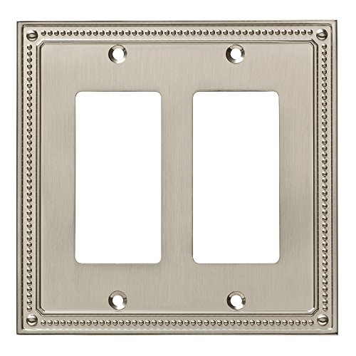 Product Cover Franklin Brass W35065-SN-C Classic Beaded Double Decorator Wall Plate/Switch Plate/Cover, Satin Nickel