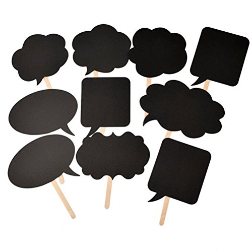 Product Cover HuanX35 Photo Booth Kit,Writable Black Card Board Photographing Props Party Favor(10pcs Different Shapes), style 1#
