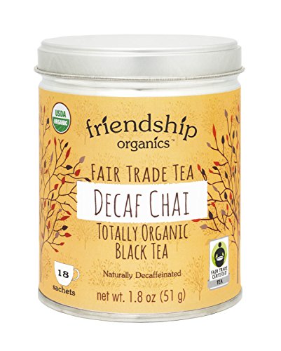 Product Cover Friendship Organics Decaf Chai, Totally Organic and Fair Trade Certified Decaffeinated Black Tea in Tagless Tea Bags (18 count)