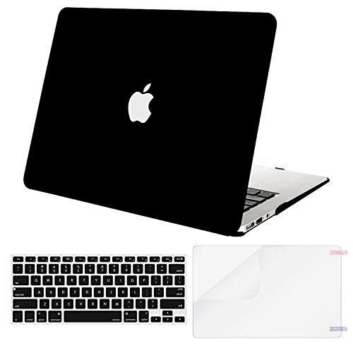 Product Cover MOSISO Plastic Hard Shell Case & Keyboard Cover & Screen Protector Only Compatible with MacBook Air 13 inch (Models: A1369 & A1466, Older Version 2010-2017 Release), Black