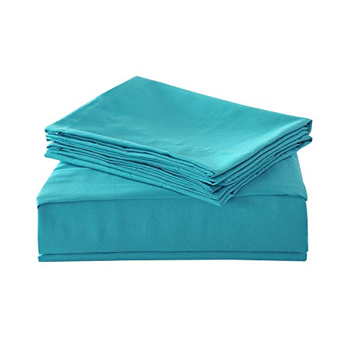Product Cover Twin, Teal : HollyHOME 1500 Soft Hypoallergenic Brushed Microfiber Bed Sheet Set, 3 Pieces Twin Size Sheets, Teal