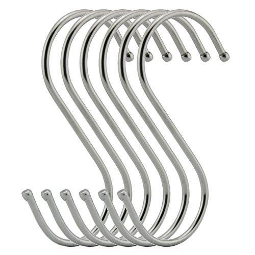 Product Cover RuiLing 6-Pack 4.7 Inches Extra large S Shape hooks,Heavy-duty Stainless Steel Hanging Hooks - Multiple uses,Ideal for Apparel, Kitchenware, Utensils, Plants, Towels, Gardening Tools.