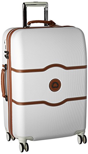 Product Cover DELSEY Paris Chatelet Hard+ Hardside Medium Checked Spinner Suitcase, Champagne White, 24-Inch