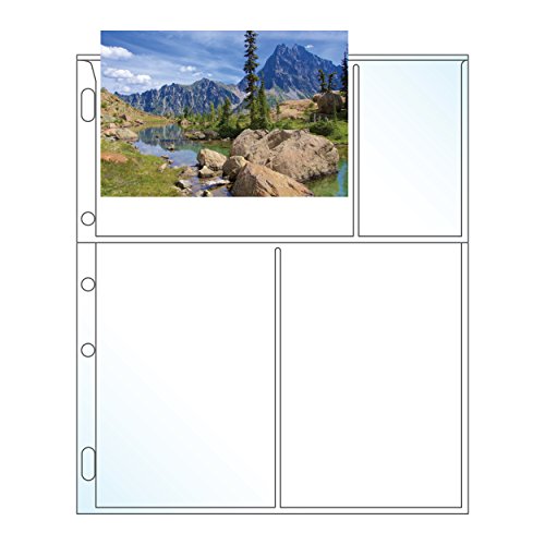 Product Cover EnvyPak Clear Archival 5 Hole Punched Photo Sheet Protector - Holds 6 4 x 6 inch Photos & 2 Title Cards per Page - Pack of 50 - Made in The USA