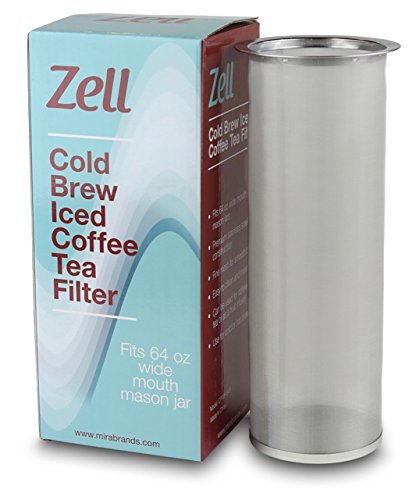 Product Cover Zell Cold Brew Coffee Maker, Iced Coffee & Tea Maker Infuser for Mason Jars | Durable Fine Mesh Stainless Steel Coffee Maker Filter | 64 Oz (2 Quart)