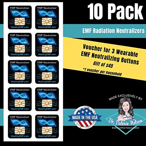 Product Cover EMF Protection for Cell Phone Radiation Neutralizers + Free $45 Voucher for 3 EMF Radiation Neutralizer Buttons - Slim Design - 100% USA Made - 5, 10 or 20 Pack - Doctor Created