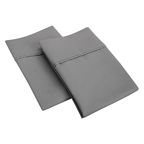 Product Cover 600 Thread Count 100% Egyptian Cotton Pillow Shams Standard Size 20X26 Dark Grey Solid (Pack of 2)