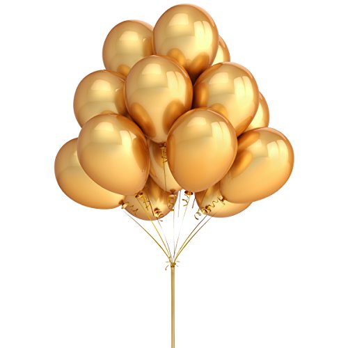 Product Cover LeeSky 100 Pack 12 Inches Gold Color Latex Balloons Party Decoration Accessories & Party Favors