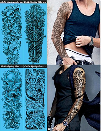 Product Cover DaLin 4 Sheets Extra Large Temporary Tattoos, Full Arm (Set 9)