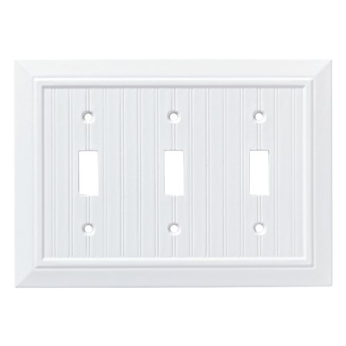 Product Cover Franklin Brass W35273-PW-C Classic Beadboard Triple Switch Wall Plate/Switch Plate/Cover, Pure White