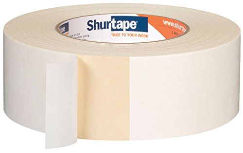 Product Cover Shurtape DS 154 Double-Sided Containment Tape, Painter's Tape and Sticks to Plastic Sheets, For Painting and Remodeling, 48mm x 23 Meters, Natural, 1 Roll (104333)