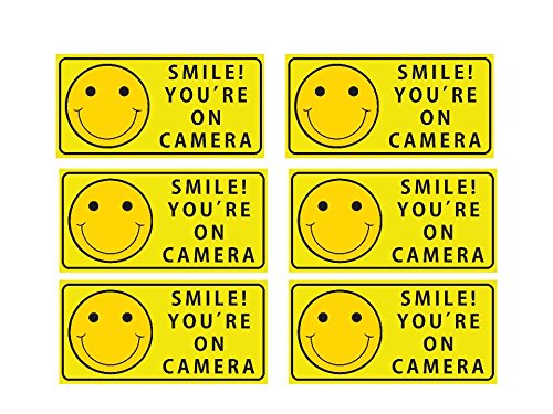 Product Cover Sutter Signs Smile You're On Camera Security Stickers Indoor & Outdoor 4-inch by 2-inch (Pack of 6)