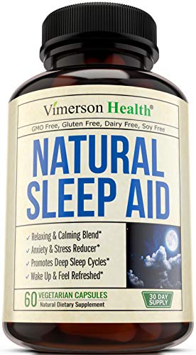 Product Cover Natural Sleep Aid Pills with Valerian, Melatonin and Natural Herbs. Premium Quality Sleeping Supplement with Chamomile, Vitamin B6, L-Tryptophan, Ashwagandha, L-Taurine, St. John's Wort, L-Theanine