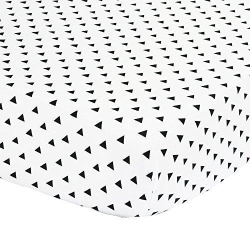 Product Cover The Peanut Shell Black Triangle Print Fitted Crib Sheet - 100% Cotton Baby Boy and Girl Geometric Patterns Nursery and Toddler Bedding