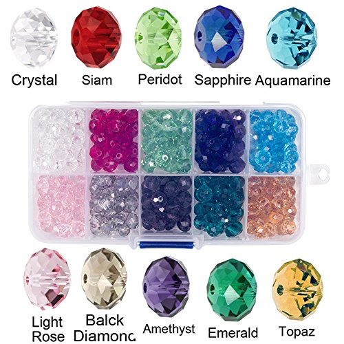 Product Cover Bingcute 6mm Wholesale Briolette Crystal Glass Beads Finding Spacer Beads Faceted #5040 Briollete Rondelle Shape Assorted Colors with Container Box (500pcs)