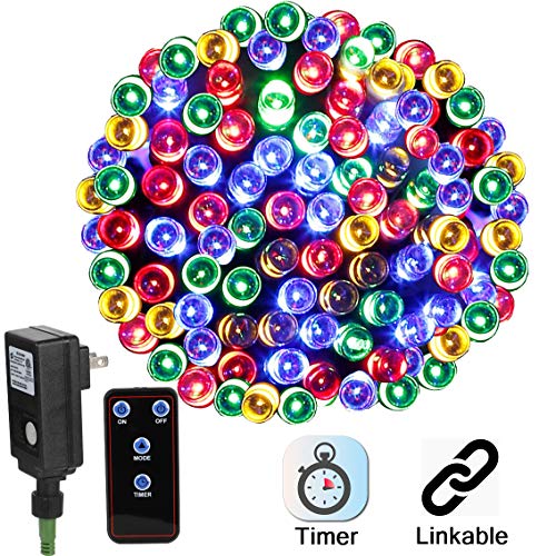 Product Cover Linkable LED Christmas Lights 72ft 200Leds Multi-Color, Plug-in DC24V Safe Adapter Decorative Lights with Timer & Remote, 8-Modes Fairy Lights for Halloween Wedding Party Xmas Decor