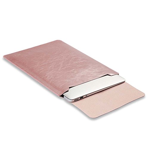 Product Cover LAPOND Leather Sleeve Case for MacBook 12 Inches,Laptop Case Bag with Mouse Pad (Rose Gold)