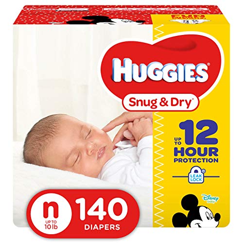 Product Cover HUGGIES Snug & Dry Diapers, Size Newborn, 140 Count (Packaging May Vary)