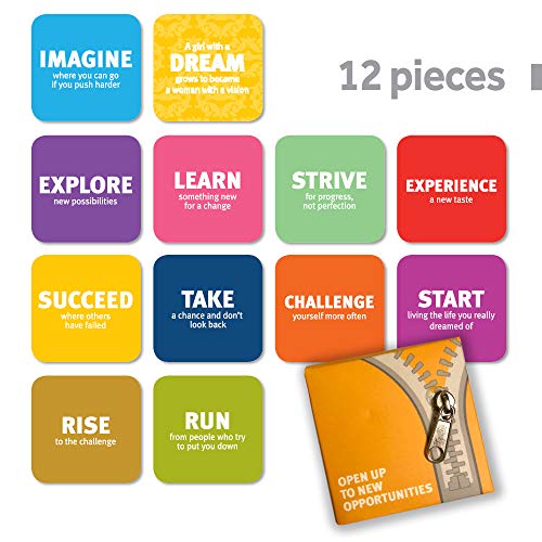 Product Cover Fridge Magnets 12 Piece New Opportunities Set in a Designed Package The Perfect Creative Gift for New Beginnings, Suitable for Kitchen Refrigerator Decoration, White Boards, Schools, Office and More