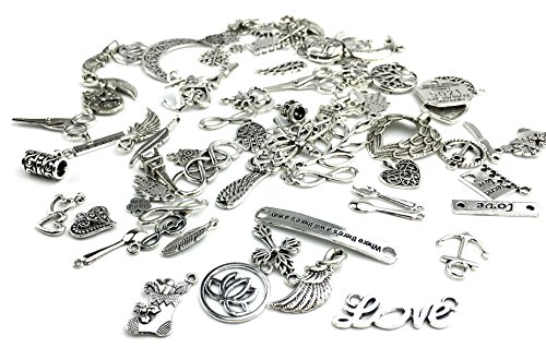 Product Cover Yansanido 100 Gram Assorted DIY Antique Charms Pendant Mixed Charms Pendants (Silver)
