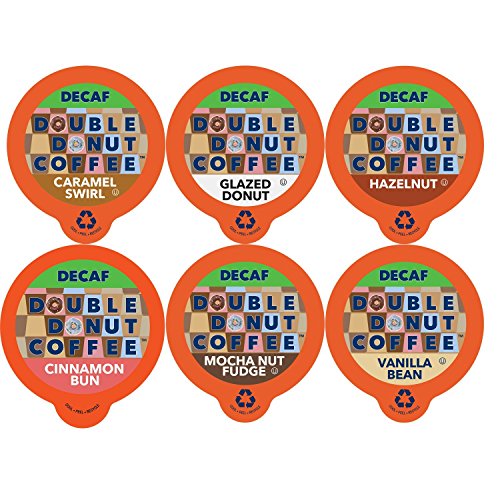 Product Cover Double Donut Coffee Decaf Flavored Coffee Single Serve Cups For Keurig K Cup Brewer Variety Pack Sampler (24 count)