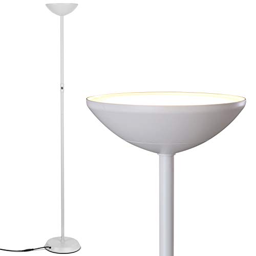 Product Cover Brightech SkyLite LED Torchiere Floor Lamp - Bright, High Lumen Uplight for Reading In Living Rooms & Offices - 3 Way Dimmable to 30% Brightness - Tall Standing Pole Light - White