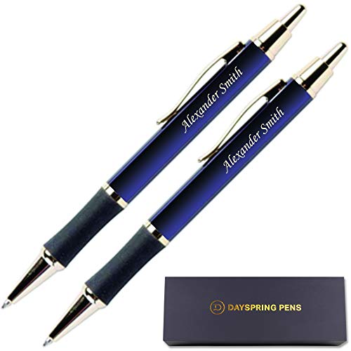 Product Cover Dayspring Pens - Personalized Gift - Monroe Blue Pen and Pencil Set. Custom Engraved Gift for a Man or Woman. Click Action Retractable Gift Set.