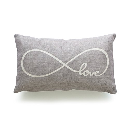 Product Cover Hofdeco Decorative Lumbar Pillow Cover HEAVY WEIGHT Cotton Linen His and Her Gray Infinite Love 12