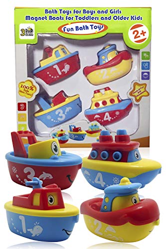 Product Cover 3 Bees & Me Bath Toys for Boys and Girls - Magnet Boat Set for Toddlers & Kids - Fun & Educational